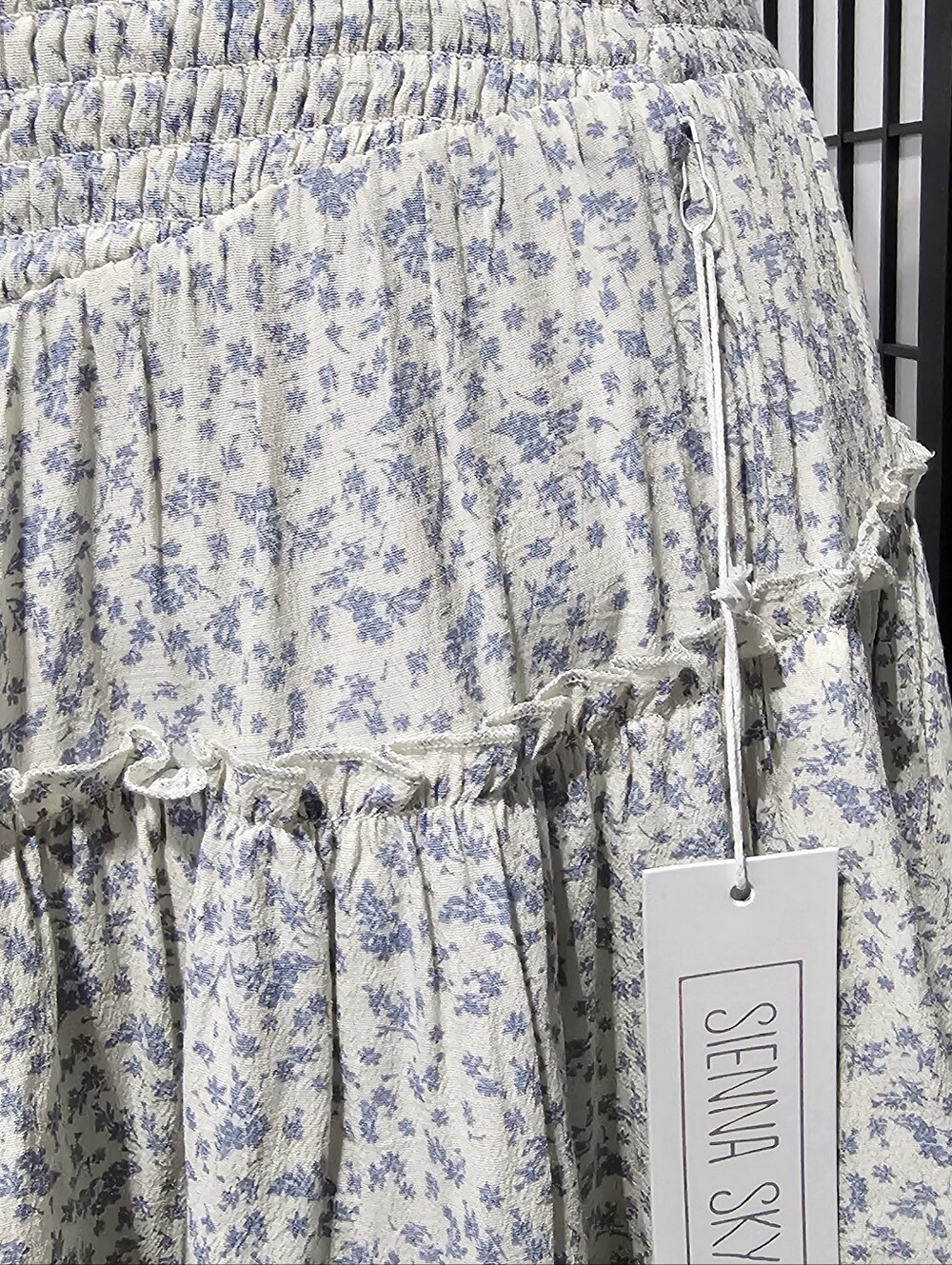 NWT Youth Sienna Sky Cream and Blue Floral Tiered Skirt